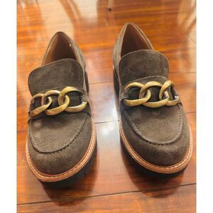 Earth Zalor Women Leather Round Toe Lug Sole Casual Pull on Loafers Shoes Sz 8M